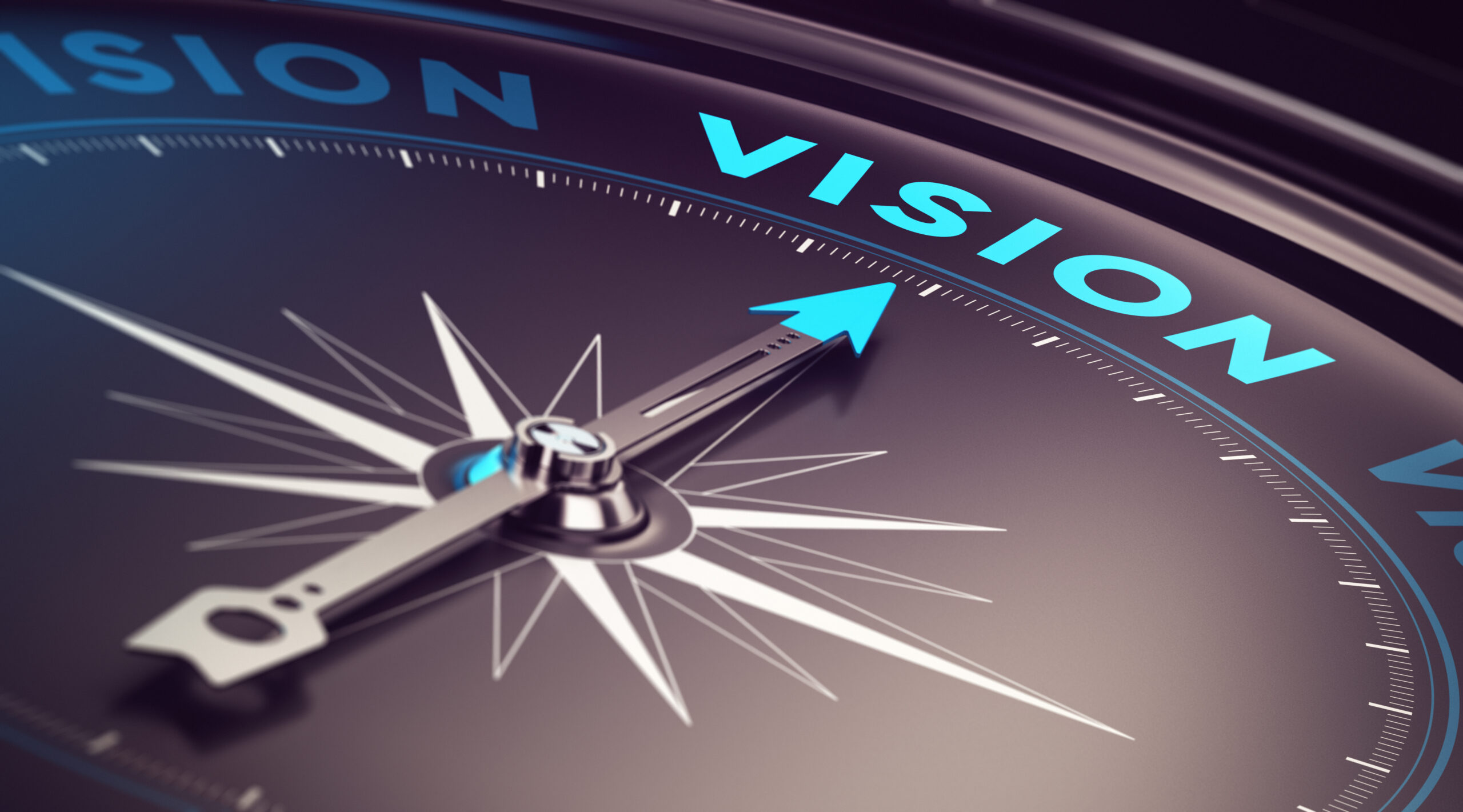 Compass pointing to the word vision